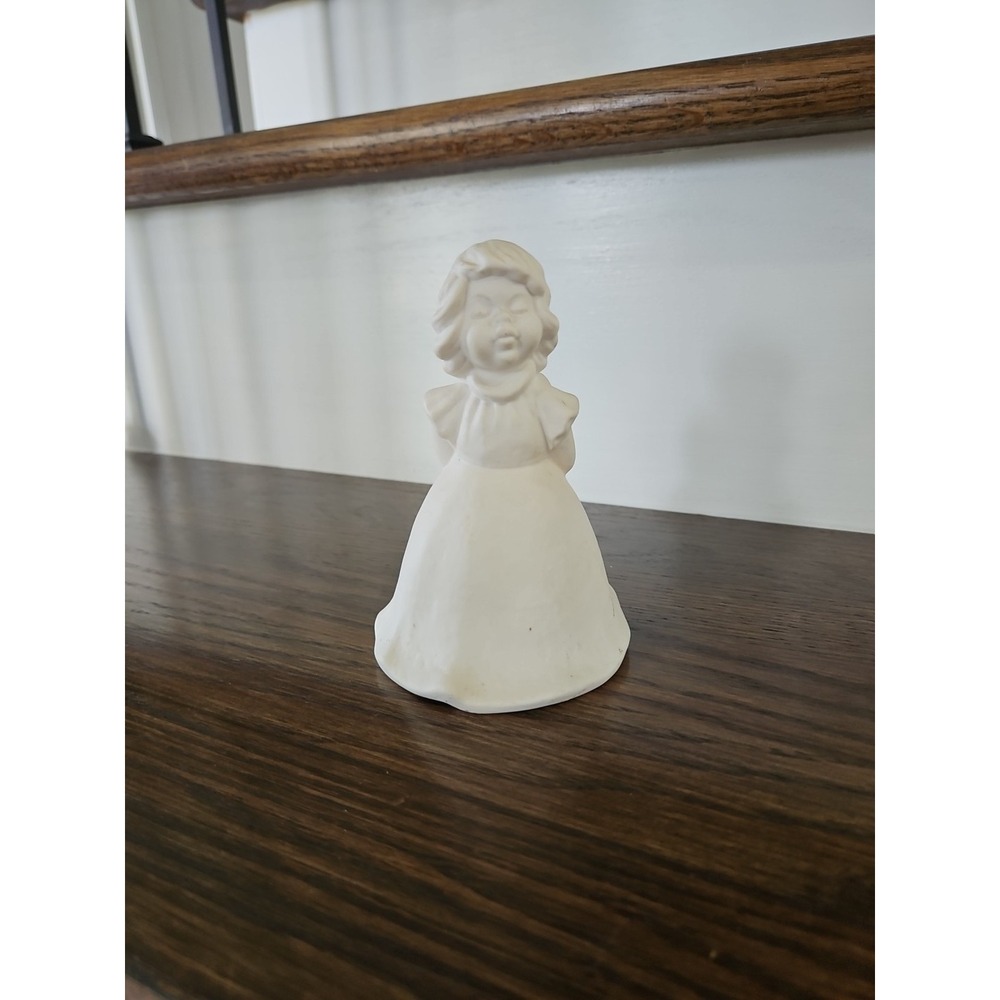 Goebel‎ W. Germany Bisque Angel Bell Figurine 1973 White Matte Finish 5" Tall - Picture 2 of 5